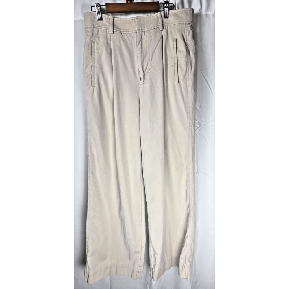 Everlane Women's 8S Short Cream Pleated Tencel Cotton Casual Loose Fit Pants - Picture 2 of 9